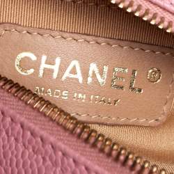 Pre Owned Chanel Pink Quilted Caviar Leather CC Bowler Bag