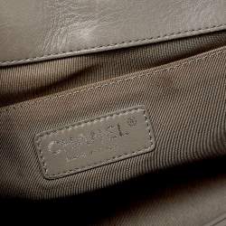 Pre Owned Chanel Grey Quilted Leather Medium Boy Flap Bag