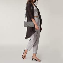 Pre Owned Chanel Grey Quilted Leather Medium Boy Flap Bag