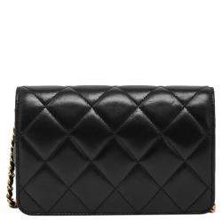 Pre Owned Chanel Black Quilted Lambskin Leather Golden Class WOC Clutch Bag