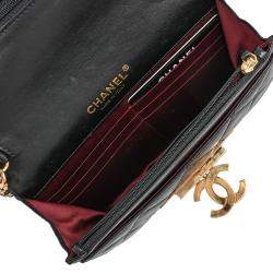 Pre Owned Chanel Black Quilted Lambskin Leather Golden Class WOC Clutch Bag