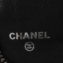 مملوكة مسبقًا محفظة مفكرة شانيل مزينة شعار الماركة سي سي سحاب ملتف جلد لامع مبطن عنابي داكن