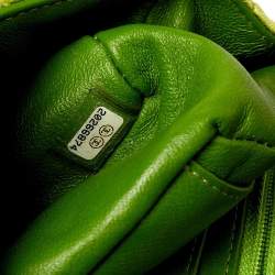 Pre Owned Chanel Green Quilted Velvet New Mini Classic Flap Bag