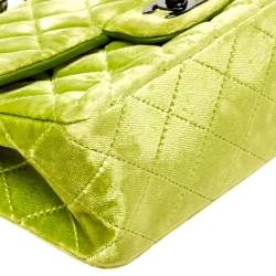 Pre Owned Chanel Green Quilted Velvet New Mini Classic Flap Bag