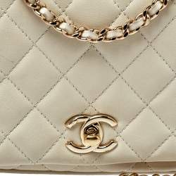 Pre Owned Chanel Off White Quilted Leather Mini Citizen Chic Flap Bag
