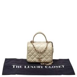 Pre Owned Chanel Off White Quilted Leather Mini Citizen Chic Flap Bag