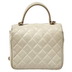 Pre Owned Chanel Off White Quilted Leather Mini Citizen Chic Flap Bag