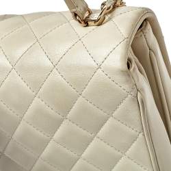 Pre Owned Chanel Off White Quilted Leather Mini Citizen Chic Flap Bag