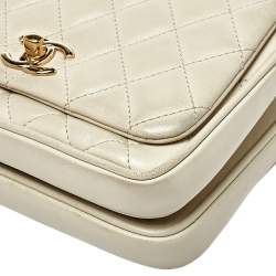 Pre Owned Chanel Off White Quilted Leather Mini Citizen Chic Flap Bag