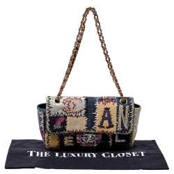 Pre Owned Chanel Multicolor Patchwork Leather and Fabric Medium Flap Bag