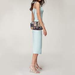Pre Owned Chanel Multicolor Patchwork Leather and Fabric Medium Flap Bag