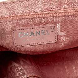Pre Owned Chanel Peach Leather Accordion Flap Hobo