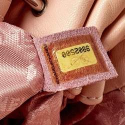 Pre Owned Chanel Peach Leather Accordion Flap Hobo