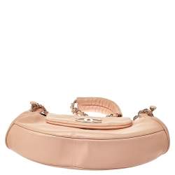 Pre Owned Chanel Peach Leather Accordion Flap Hobo
