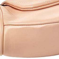Pre Owned Chanel Peach Leather Accordion Flap Hobo