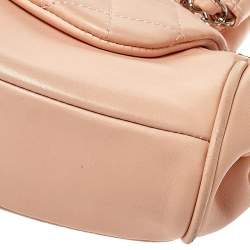 Pre Owned Chanel Peach Leather Accordion Flap Hobo