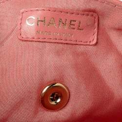 Pre Owned Chanel Pink Quilted Leather East West Valentine Charms Flap Bag