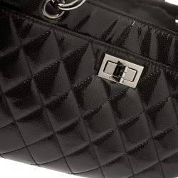 Chanel Dark Grey Quilted Caviar Patent Leather Reissue Tote
