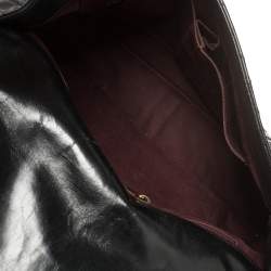 Pre Owned Chanel Black/Burgundy Quilted Glazed Leather Medium Castle Rock Top Handle Bag