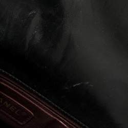Pre Owned Chanel Black/Burgundy Quilted Glazed Leather Medium Castle Rock Top Handle Bag