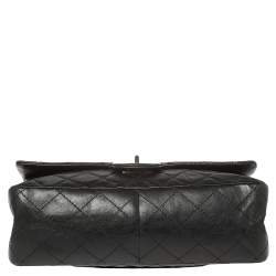 Pre Owned Chanel Black Quilted Aged Leather Reissue 2.55 Classic 226 Flap Bag