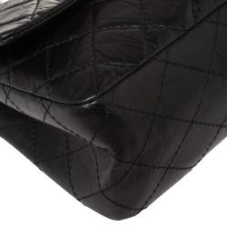 Pre Owned Chanel Black Quilted Aged Leather Reissue 2.55 Classic 226 Flap Bag