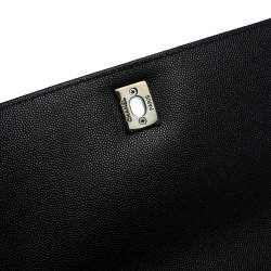 Pre Owned Chanel Black Chevron Leather Large Coco Top Handle Bag