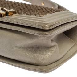 مملوكة مسبقًا Chanel Grey Scales Leather Mini Chain Boy Flap Bag