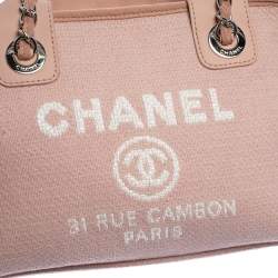 Pre Owned Chanel Pink Canvas Deauville Bowler Bag