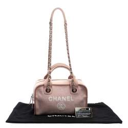 Pre Owned Chanel Pink Canvas Deauville Bowler Bag