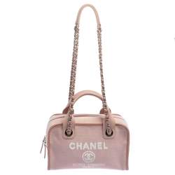 Pre Owned Chanel Pink Canvas Deauville Bowler Bag