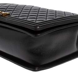 مملوكة مسبقًا حقيبة شانيل بوي جلد رصاصي مبطن كبيرة