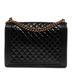 مملوكة مسبقًا حقيبة شانيل بوي جلد رصاصي مبطن كبيرة