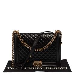 مملوكة مسبقًا حقيبة شانيل بوي جلد رصاصي مبطن كبيرة