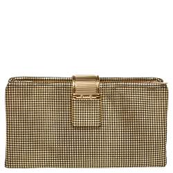 مملوكة مسبقًا Chanel Metallic Gold Leather CC Foldover Clutch