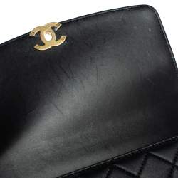 Pre Owned Chanel Black Quilted Leather Small Flap Chain Top Handle Bag 