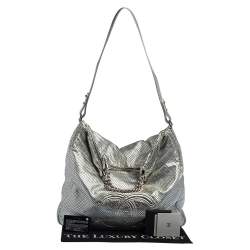 Pre Owned Chanel Silver Perforated Leather XL Rodeo Drive Tote
