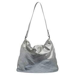 Pre Owned Chanel Silver Perforated Leather XL Rodeo Drive Tote