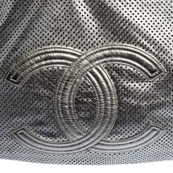 Pre Owned Chanel Silver Perforated Leather XL Rodeo Drive Tote