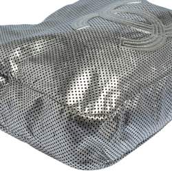 Pre Owned Chanel Silver Perforated Leather XL Rodeo Drive Tote