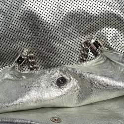 Pre Owned Chanel Silver Perforated Leather XL Rodeo Drive Tote