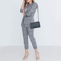 Pre Owned Chanel Grey Leather Medium Boy Flap Bag