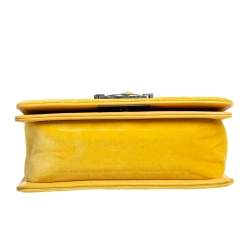 Pre Owned Chanel Yellow Quilted Velvet Small Boy Flap Bag