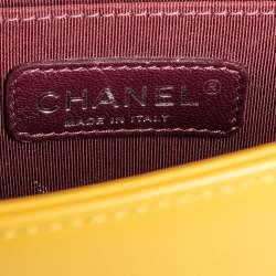 Pre Owned Chanel Yellow Quilted Velvet Small Boy Flap Bag
