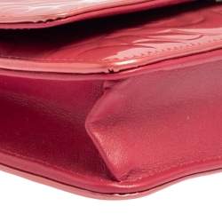 Pre Owned Chanel Pink Embossed Patent Leather Camellia WOC Clutch Bag