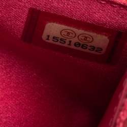 Pre Owned Chanel Pink Embossed Patent Leather Camellia WOC Clutch Bag