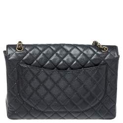 مملوكة مسبقًا Chanel Black Quilted Caviar Leather Maxi Classic Single Flap Bag