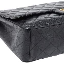 مملوكة مسبقًا Chanel Black Quilted Caviar Leather Maxi Classic Single Flap Bag