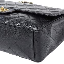 مملوكة مسبقًا Chanel Black Quilted Caviar Leather Maxi Classic Single Flap Bag