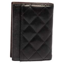Pre Owned Chanel Black Quilted Leather Bifold Card Holder